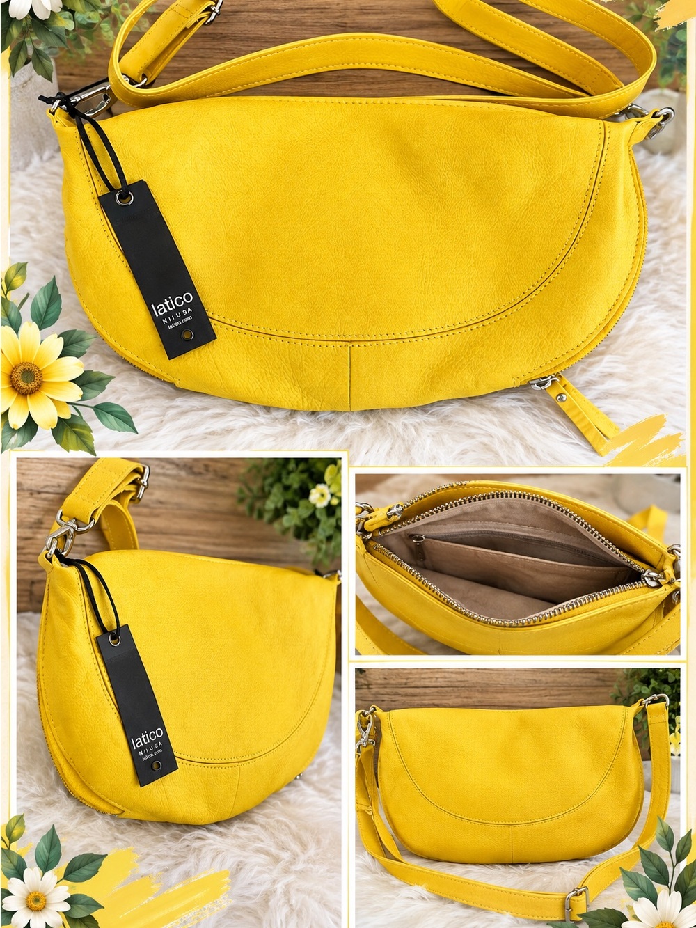Latica Yellow Crescent Crossbody Bag